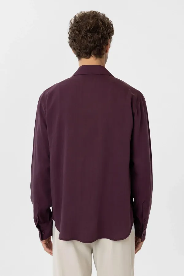 Antioch Bordo Relax Fit Liyosel Kumaş Erkek Gömlek