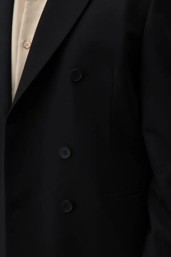 Veste blazer Antioch noire à double boutonnage et coupe décontractée pour homme