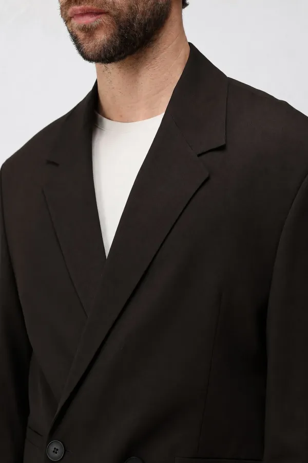 Antioch Koyu Kahve Relaxed Fit Erkek Blazer Ceket