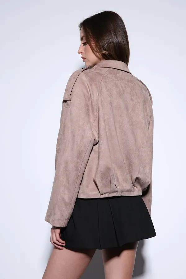 Antioch Vizon Süet Görünümlü Bomber Kadın Mont