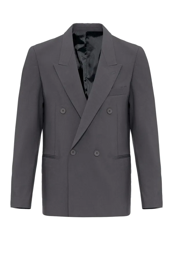Antioch Anthracite Single Button Double-Breasted Men's Blazer Jacket