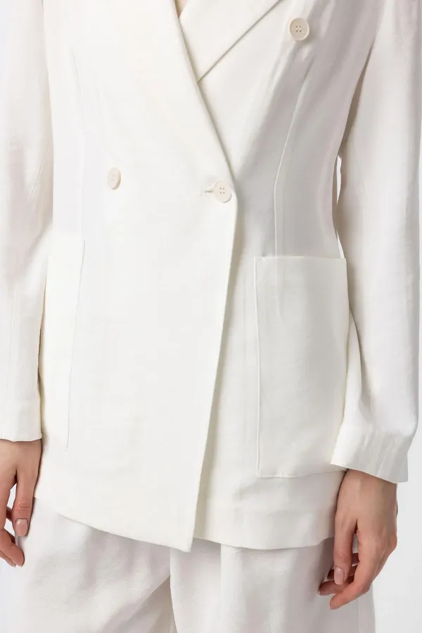 Antioch Ekru Kruvaze Kadın Blazer Ceket