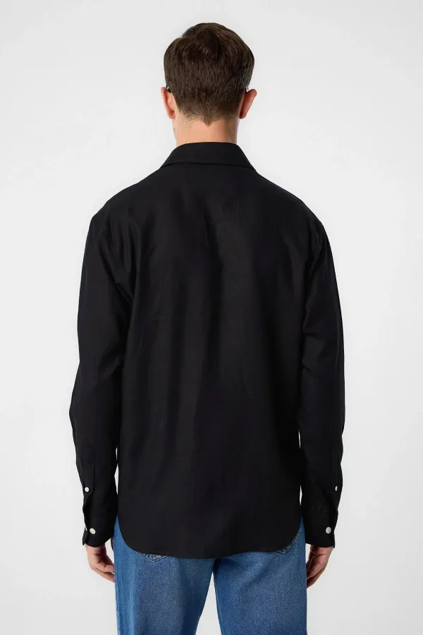 Antioch Black Relax Fit Linen Blend Men's Shirt