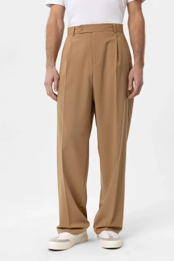 Antioch Camel Baggy Yüksek Bel Erkek Kumaş Pantolon