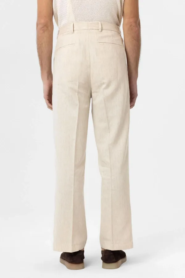 Pantalon homme Antioch écru taille haute en lin mélangé