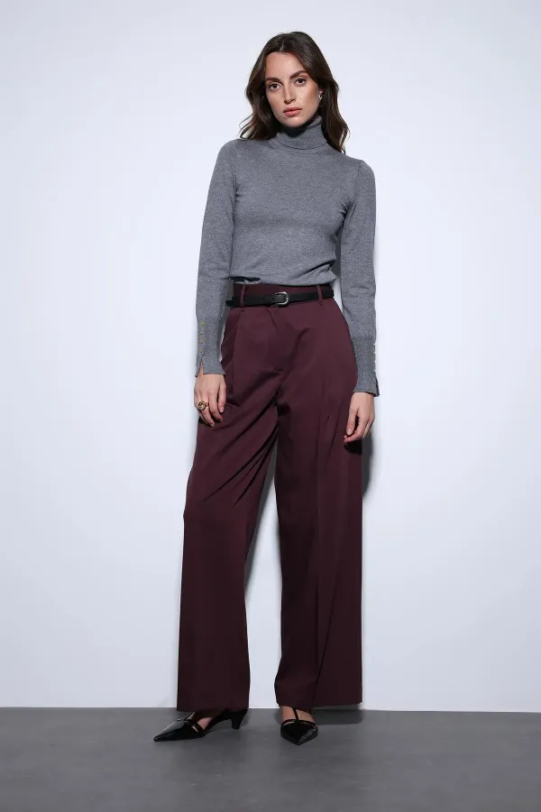 Antioch Burgundy Wide Leg Women's Trousers