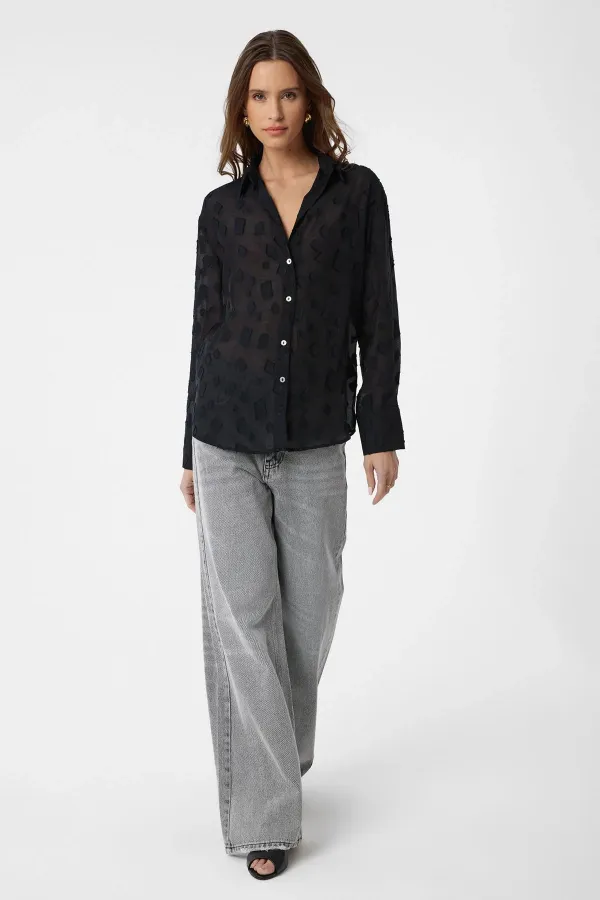 Antioch Black Patterned Transparent Shirt