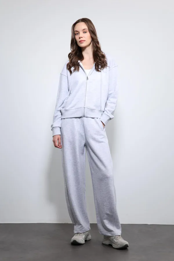 Antioch Gri Melanj Kapüşonlu Eşofman Takım