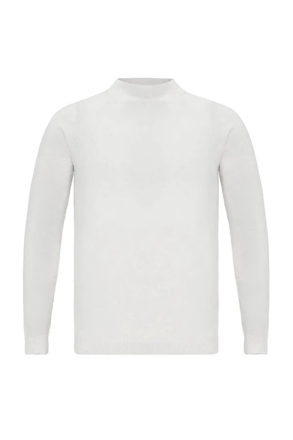 Pull en maille pour homme Antioch Ecru à col roulé semi-roulé