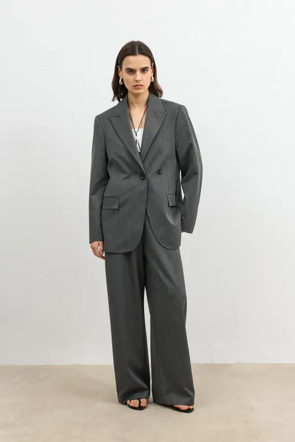 Antioch Grey Double-Breasted Women's Blazer