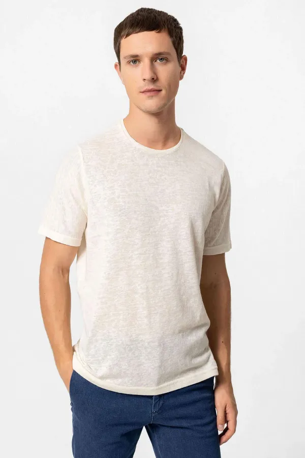 T-shirt homme Antioch Ecru Basic à col rond