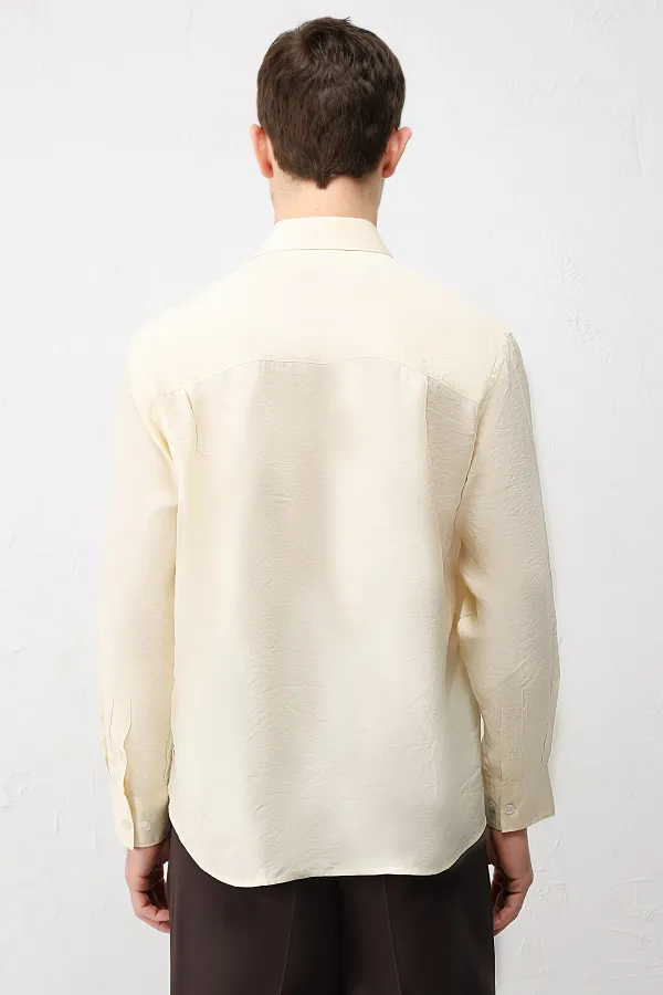 Chemise homme Antioch jaune en mélange modal coupe décontractée