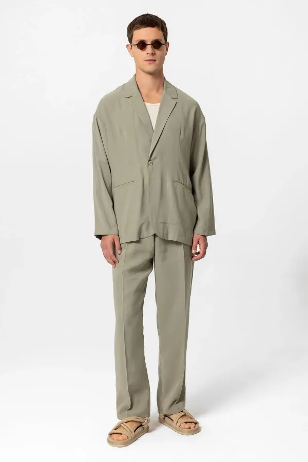 Antioch Haki Oversize Astarsız Erkek Blazer Ceket
