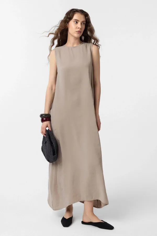 Antioch Beige Modal Midi Women's Dress