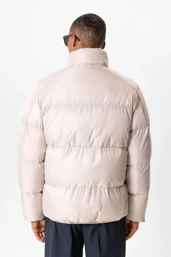 Antioch Bej Dik Yaka Kauçuk Şişme Mont