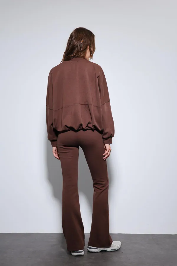 Antioch Kahve Bomber Ceket Ve İspanyol Paça Eşofman Takım