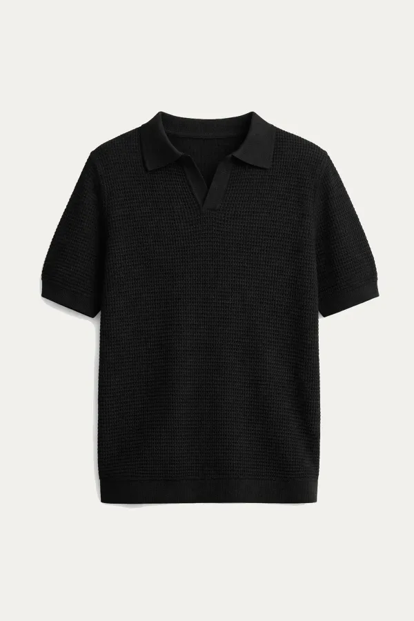 Antioch Siyah Dokulu Polo Yaka Erkek T-Shirt