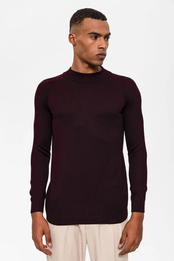 Pull en maille à col demi-col Antioch Plum pour homme