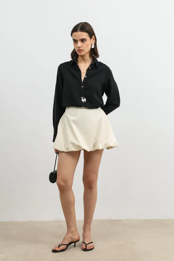 Chemise rayée Antioch Black 100 % lyocell pour femme avec mouchoir