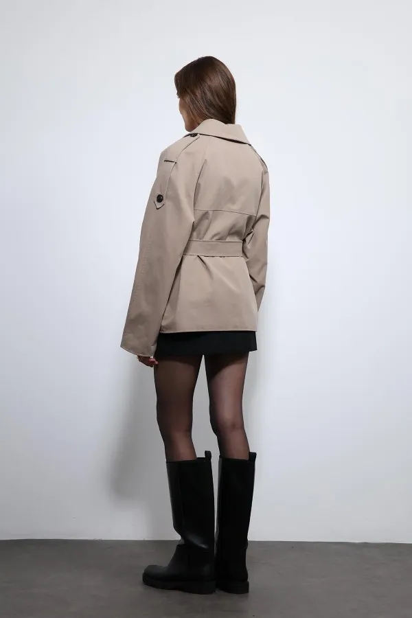 Antioch Bej Kemerli Kısa Trençkot