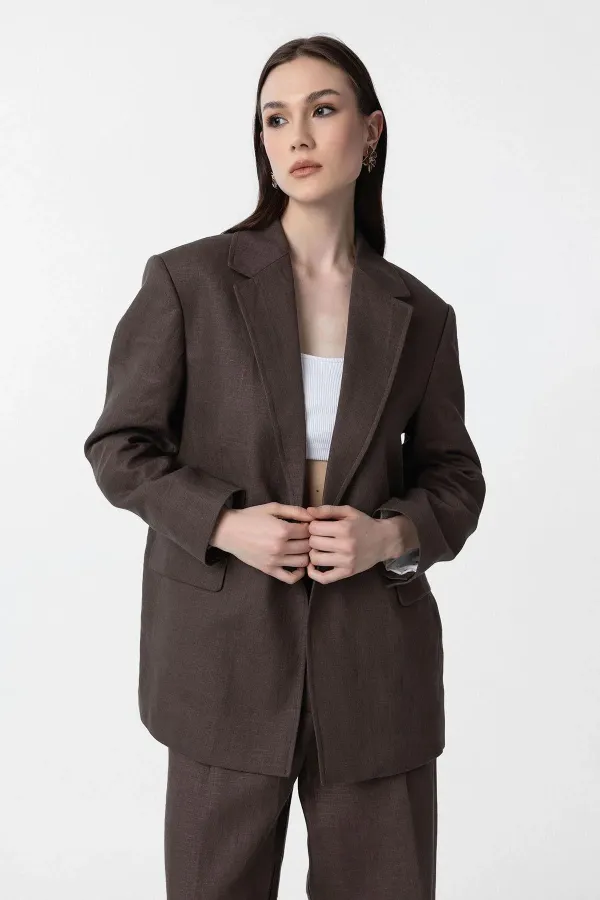 Antioch Coffee 100% Linen Women's Blazer Jacket