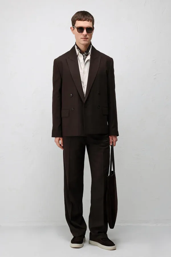 Antioch Dark Brown Relax Fit Linen Blend Men's Blazer Jacket