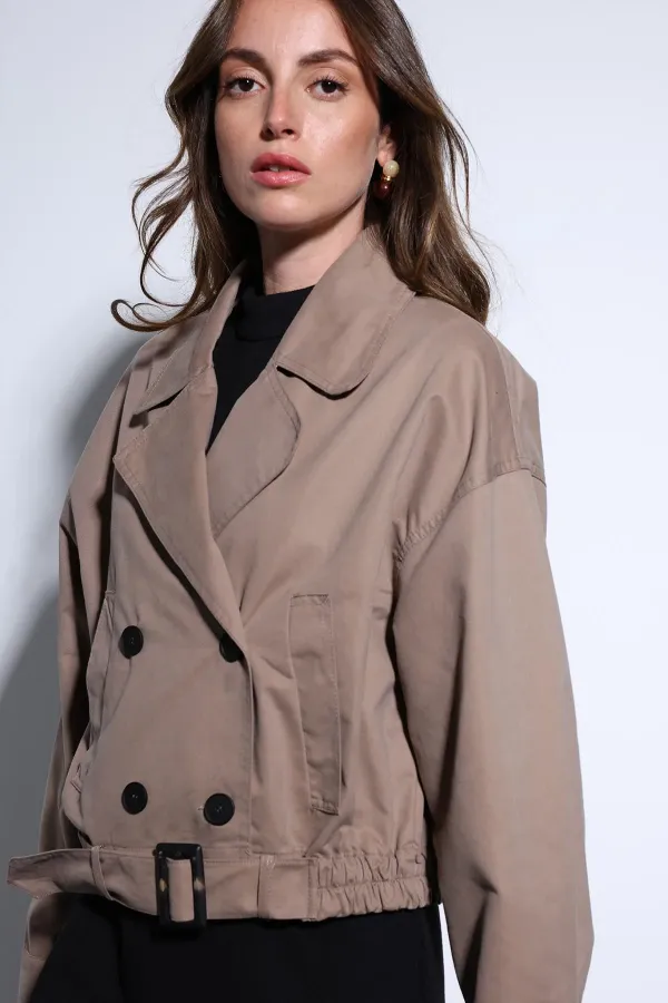 Trench-coat court croisé beige Antioch pour femme