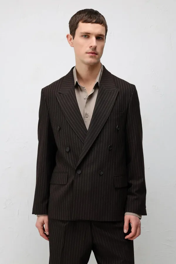 Costume rayé coupe décontractée Antioch Coffee pour homme