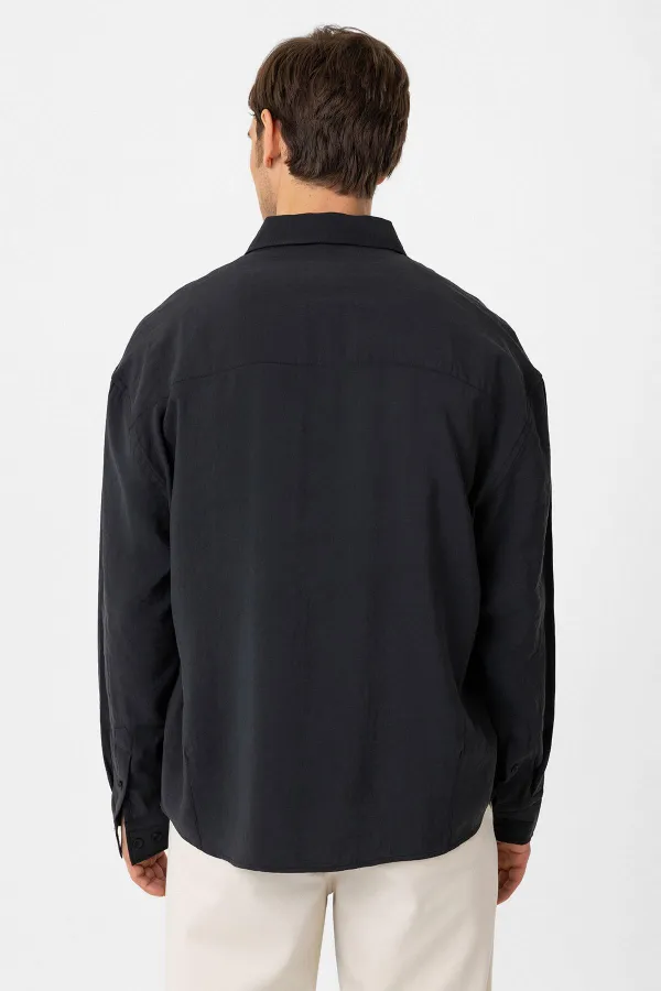 Antioch Siyah Relax Fit Modal Kumaş Erkek Gömlek