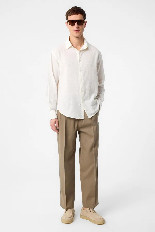 Antioch Ecru Relax Fit Textured Men's Shirt