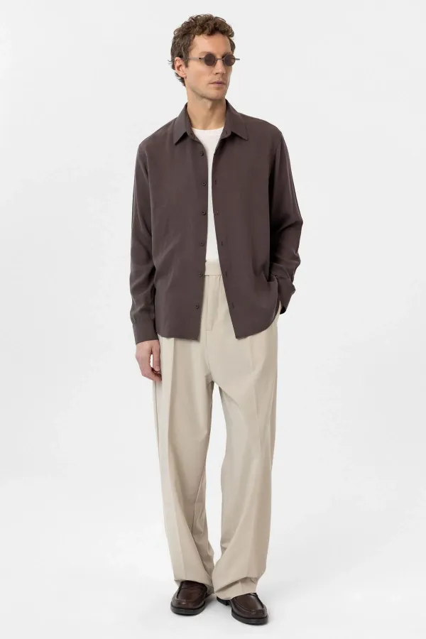 Antioch Kahve Relax Fit Liyosel Kumaş Erkek Gömlek