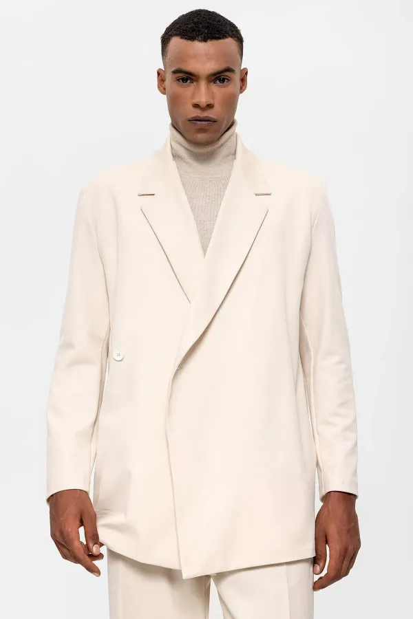 Blazer homme Antioch blanc cassé à double boutonnage avec poches dissimulées