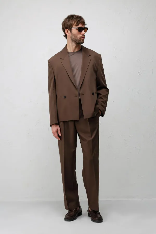 Antioch Kahve Relaxed Fit Pileli Erkek Pantolon