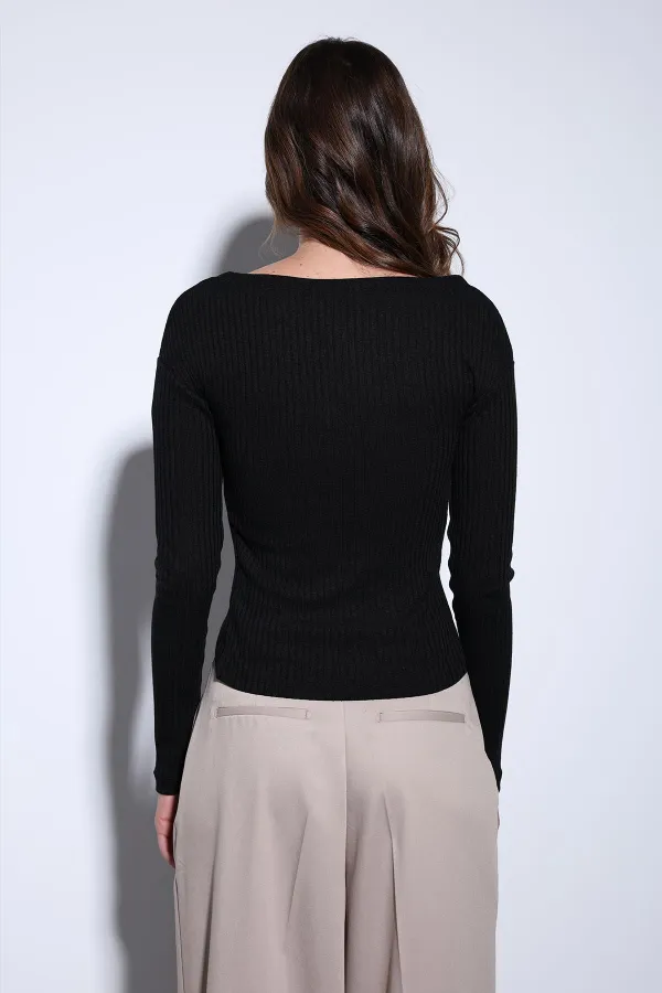 Antioch Siyah Kruvaze Kadın Bluz