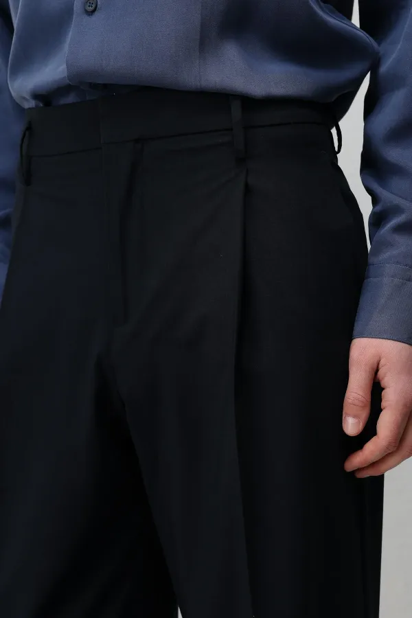 Antioch Lacivert Relaxed Fit Pileli Erkek Pantolon