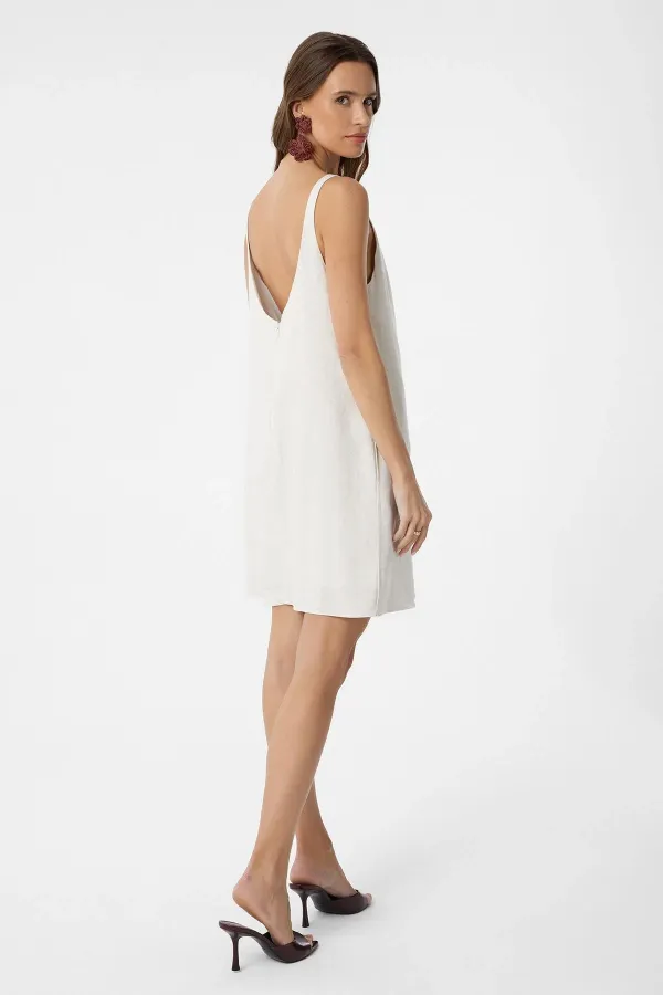 Antioch Ecru Linen Blend Women's Mini Dress