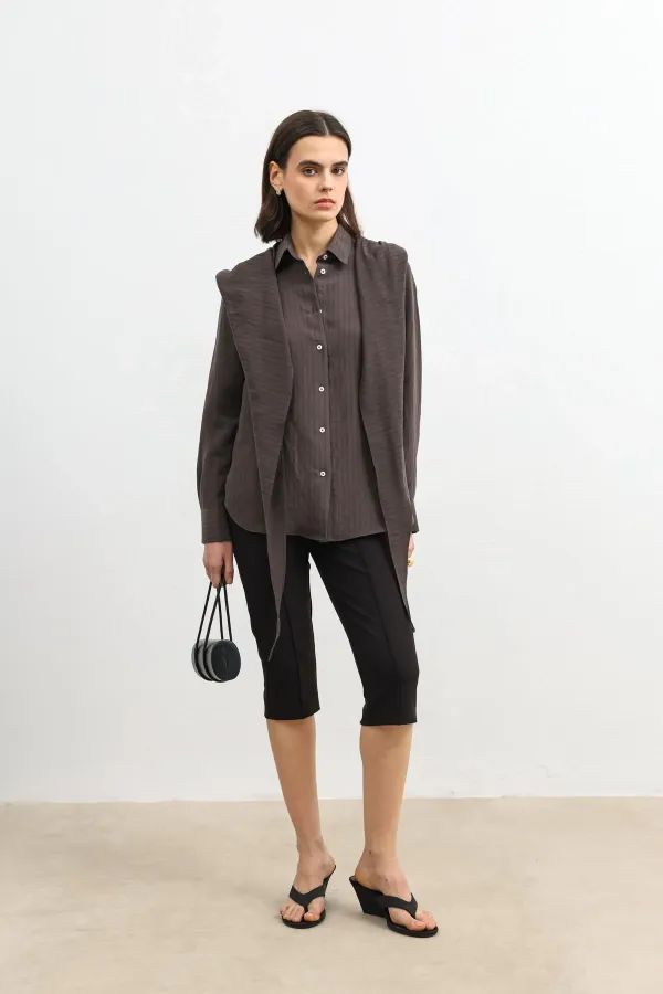 Antioch Kahve Mendil Detaylı Kadın Gömlek