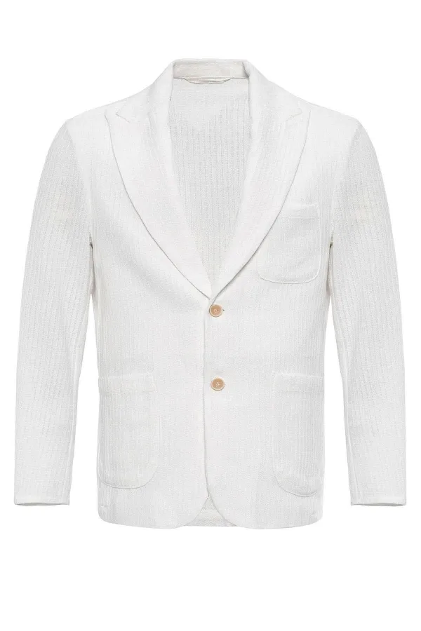Antioch Ekru Torba Cepli Astarsız Erkek Blazer Ceket
