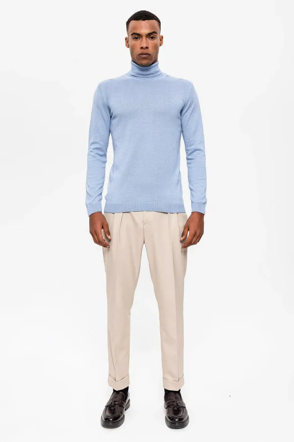 Pull en maille pour garçon Antioch Bebe bleu à col roulé