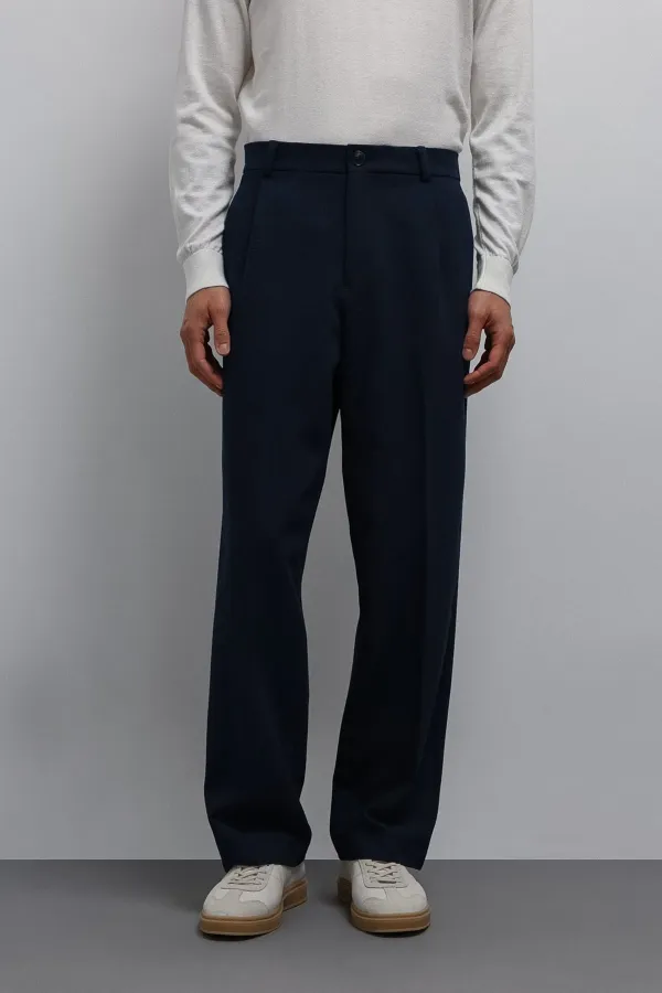 Antioch Açık Lacivert Relax Fit Baggy Pilili Erkek Pantolon