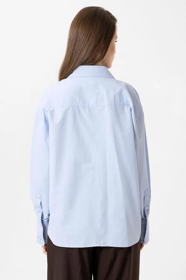 Antioch Mavi Kadın Basic Poplin Gömlek