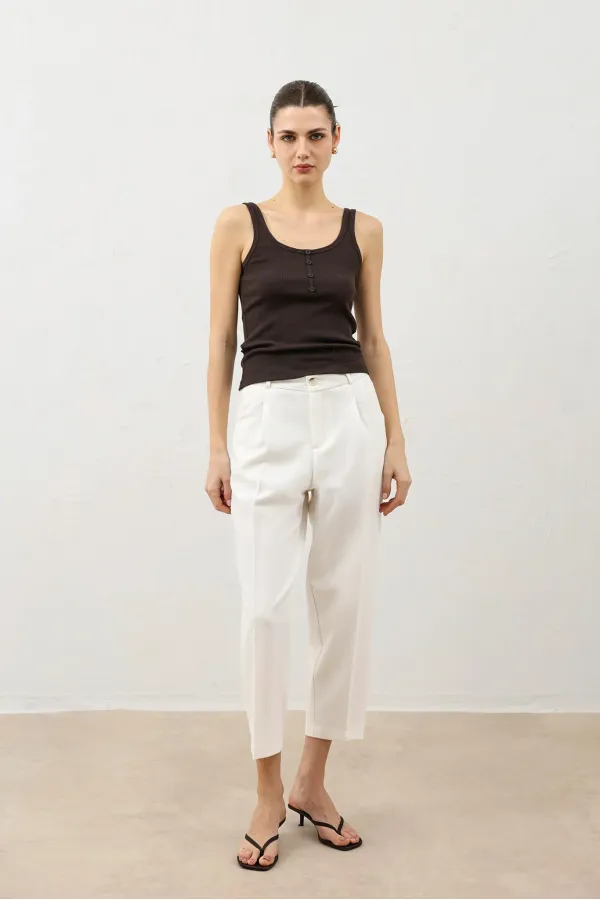 Antioch Beyaz Pensli Kadın Pantolon