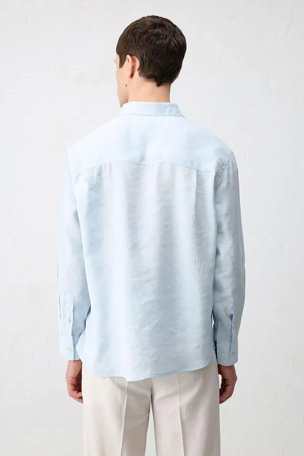 Antioch Bebe Mavi Modal Karışımlı Relax Fit Erkek Gömlek