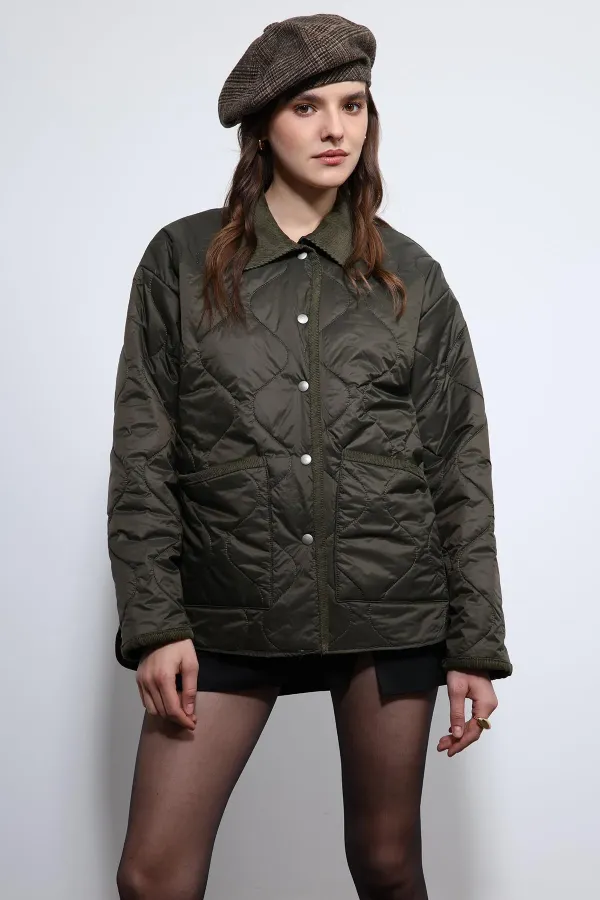 Antioch Haki Kontrast Yaka Desenli Mont