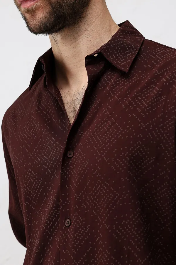 Chemise texturée pour homme Antioch Coffee Modal Blend