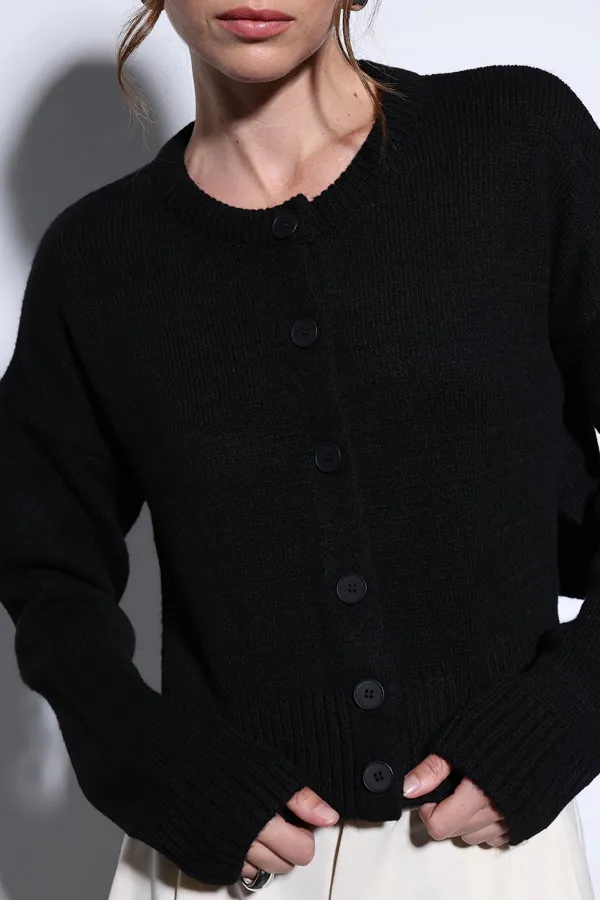 Pull en maille Antioch noir fendu pour femme