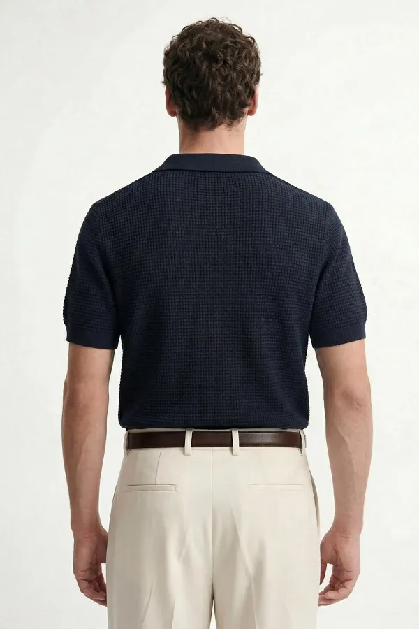 Antioch Lacivert Dokulu Polo Yaka Erkek T-Shirt