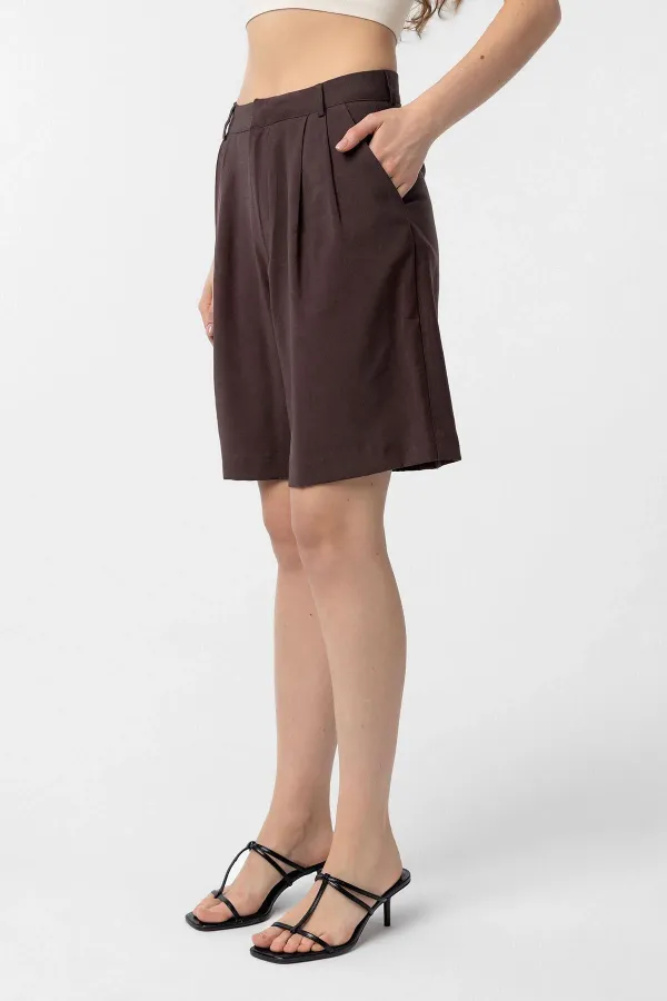 Antioch Kahve Pilili Kadın Bermuda Şort