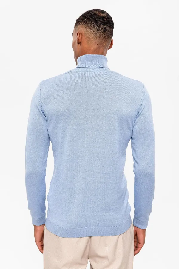 Pull en maille pour garçon Antioch Bebe bleu à col roulé