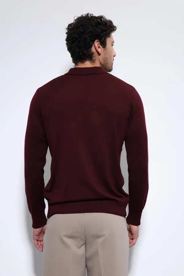 Pull homme à col polo bordeaux Antioch